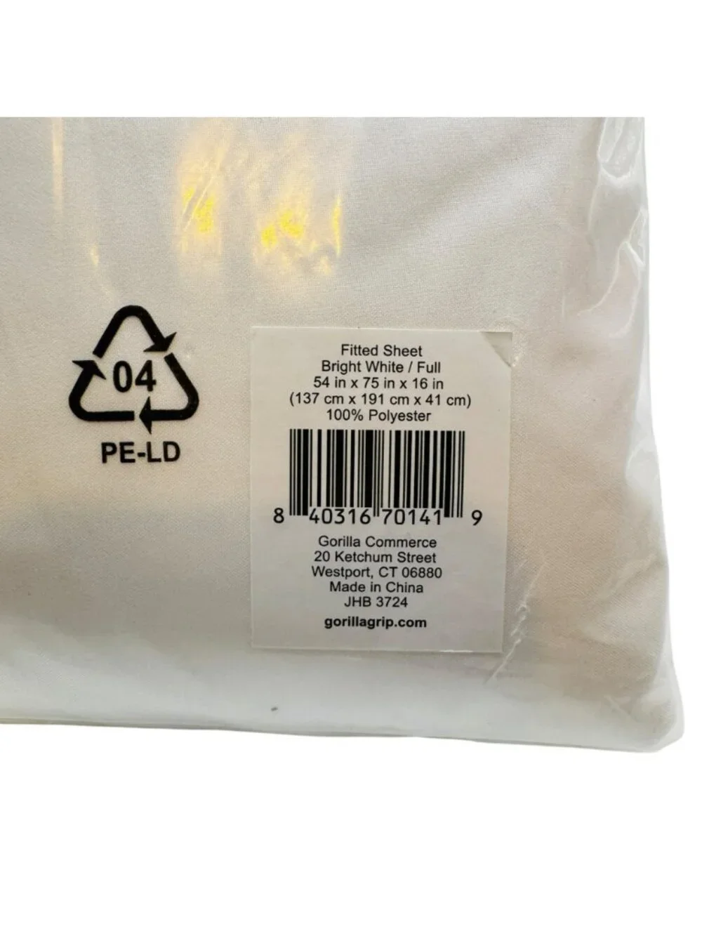 Gorilla Grip Fitted Sheet Bright White Full 54x75x16 Polyester